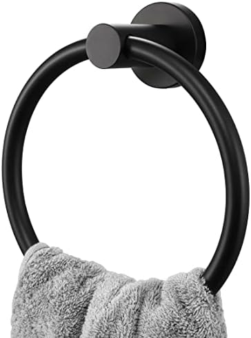 KES crni prsten za peškire za kupatilo vješalica za peškire okrugli držač ručnika zidni nosač SUS304 Nerđajući čelik, a2180b-BK
