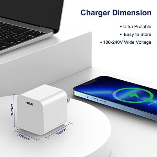 iPhone Fast Charger, 2-paket Apple MFi certificirani Tip C blok za brzo punjenje zidni utikač sa 10 stopa dugim USB C do kablom za