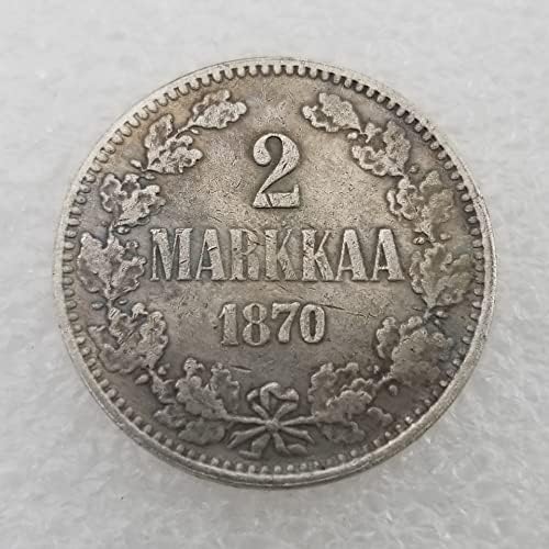 Antikni zanat Finska 2 Markkaa 1870-s Kopiraj Finnish Silver Dollar Coin Coin