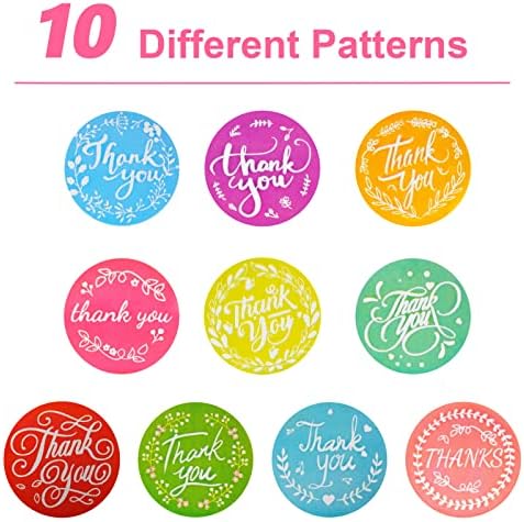 Sainyarh 500pcs Thank You Stickers, 1.5 inch Round 10 Colors Thank You Labels for your Order small Business Gifts bag packaging /