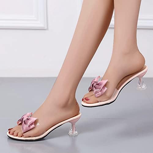 Sandale Za Vino Sa Srednjim Pojasom Ženske I Staklene Pete Ljetne Prozirne Proljeće Pete Modne Ženske Kožne Sandale