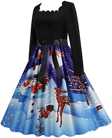 Haljine za božićne zabave za žene 2022 Dugi rukav slatki snjegović grafika linija party haljina za tinejdžerke