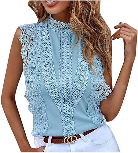 Ženska ljetna čipkasta majica elegantna lažna vrata sa Ključaonicom bez rukava Dressy Casual bluza Top Floral Ruffle work T Shirt