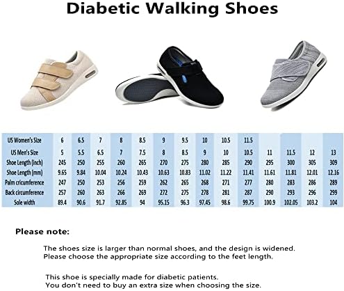 ZGDG muške dijabetičke cipele široke širine šetnje cipele s podesivim zatvaračem lagane neklizajuće tenisice za otečene noge stariji