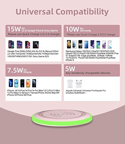 Podloga za bežično punjenje, 15w Max fast RGB podloga za bežično punjenje kompatibilni iPhone 14/14 Plus/14 Pro/14 Pro Max/13/13 Mini/se