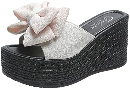 Bow Fish Mouth Platform modne papuče dame platna peta povremene ležerne ravne otvorene sandale za žene ženske sandale