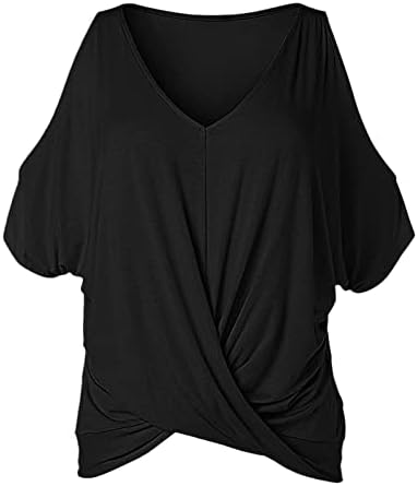 Ženska bluza padaju ljetni kratki rukav sa odjeće za ramena Pamuk Vneck Wrap Lounge Bluza Thirt za djevojke RP