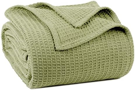 AAvni domovi pamučna pokrivačica Kraljica Veličina kadulja zelene boje vafle tkanje pokrivač meka premium prozračna sva sezona