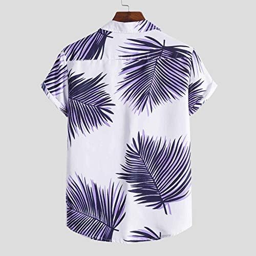 Stilska košulja Muške Party Ljeto Otvoreno-prednje košulje Kratki rukav Tropički print Henley Polyester Fit gumb-down