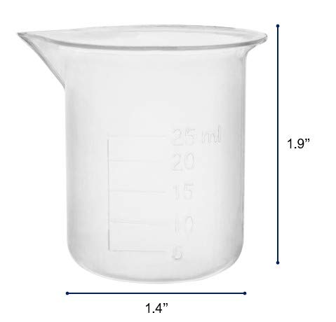 Plastična čaša, 25ml - polipropilen plastika - podignuta diplomirana, konusna izljeva - euro dizajn - Eisco Labs