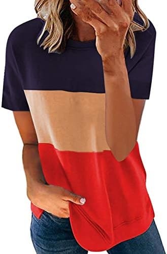 Mizhui Ženske ljetne majice Majica s kratkim rukavima Pulover Ženska okrugla casual tanka modna majica za dugih rukava za