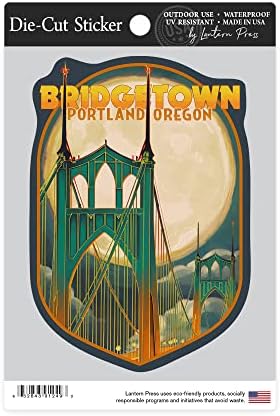Die Cut naljepnica Portland, Oregon, Bridgetown i puni mjesec, kontura vinil naljepnica 3 do 6 inča ,, velika