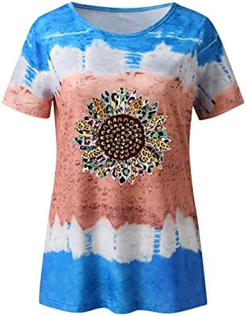 Žene Ljetne vrhove Žene Ležerne prilike Modni suncokret okrugli vrat Tip za tisak Tiskanje kratkih rukava majica Bluza Weys Womens
