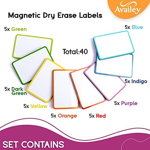 Aveley 88 kom magnetne naljepnice za suho brisanje - 48 komada 3,2 x 1,2 i 40 komada 3 x 2 sa obrubom u boji