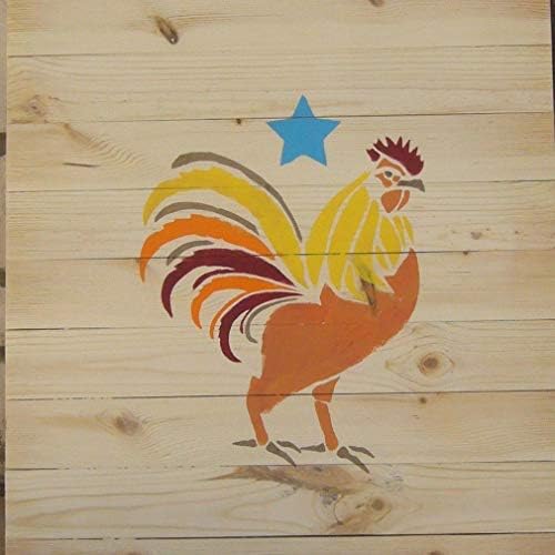 Farmhouse Rooster i zvjezdani šablon - Primitivni Americana Country Predložak najboljih vinilnih velikih šablona za slikanje na drvu,