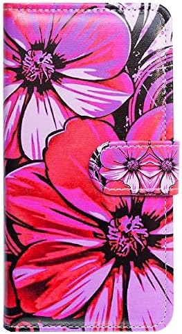 Bcov iPhone 14 Case, Hot Pink Flowers kožna preklopna futrola za telefon Navlaka za novčanik sa držačem za kartice stalak za iPhone