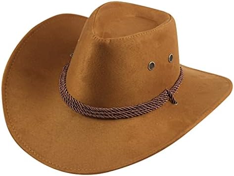 Unisex za odrasle žene muški umjetni filc Zapadni kaubojski šešir na otvorenom široki šešir s remenom Muška klasična kapa za suncobran