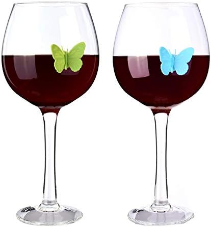 ALYC Wine Glass Charms markeri za piće leptir Glass identifikatori za degustaciju vina Favors Set od 12 silikonskih čaša za vino oznaka