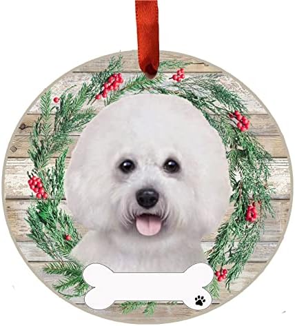 E&S uvoz Bichon Frise Ornament - E & amp;S Kućni ljubimci DIY Personalizabilni pokloni za pse keramička runda sa glaziranom završnom