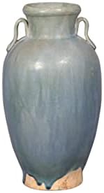 Artissance AM82240602 Vintage stil Keramički okrugli vinski jar W / 2 Ručke, 9,8 inča visok, antikne zelene vaze