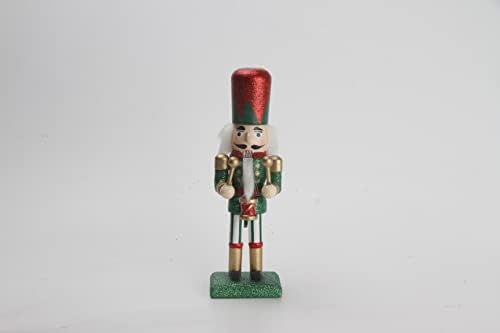 UND Božić tradicionalni drveni vojnik Orašar Ornament / zelena i crvena odjeća koja drži žezlo | Svečani božićni dekor / 7 visok odličan