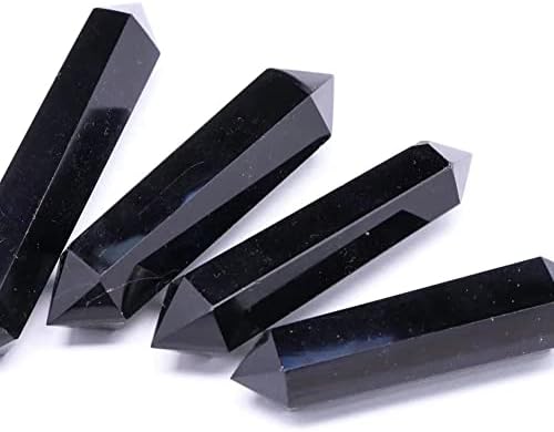 Saturey 3pc 70mm-80mm Prirodni crni obsidian dvostruko završen toranj štapić Kristalni kameni poklon zacjeljivanje za ukrašavanje