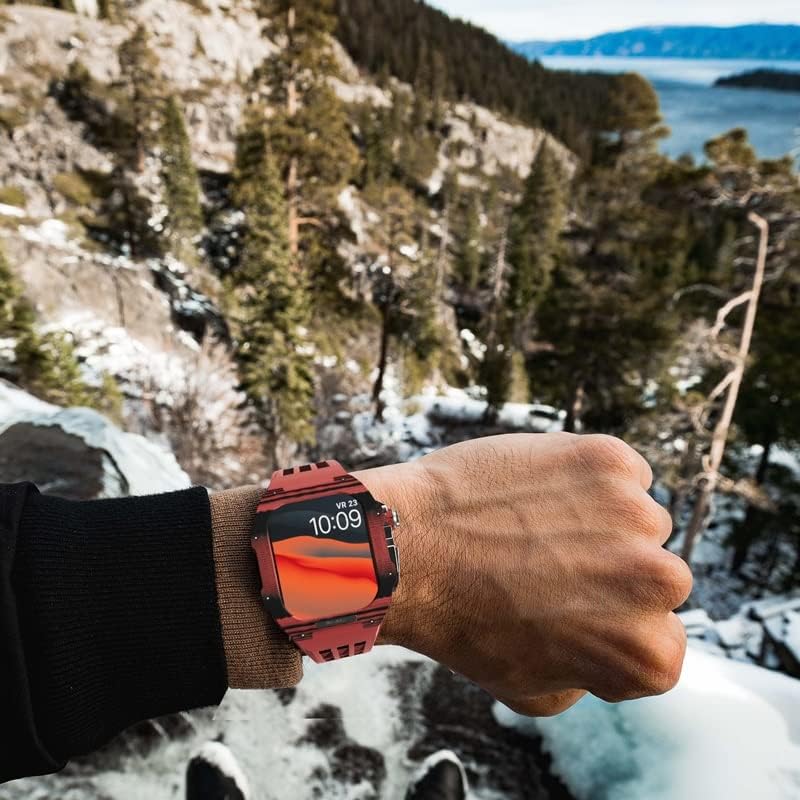 Velore gumeni satovni bend karbonski vlakni, za Apple Watch SE / 4/5/6/7/8 mod Dodaci za zamjenu Fluororubber Watch Band, za iWatch