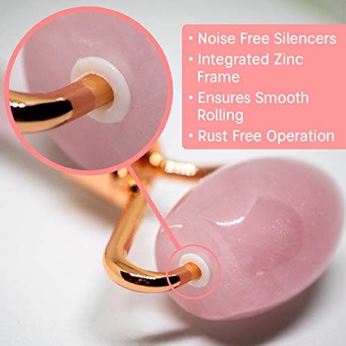 Rose Quartz Roller - prirodni kamen Rose Quartz masažer za lice, oči & amp; vrat | valjak za lice alat za njegu kože koji smanjuje