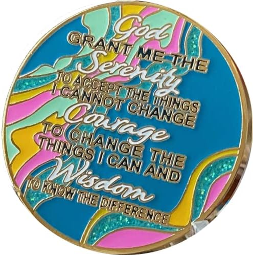 4 godina AA medaljon elegantni Mramor Tahiti Teal plavi i ružičasti zlatni čip