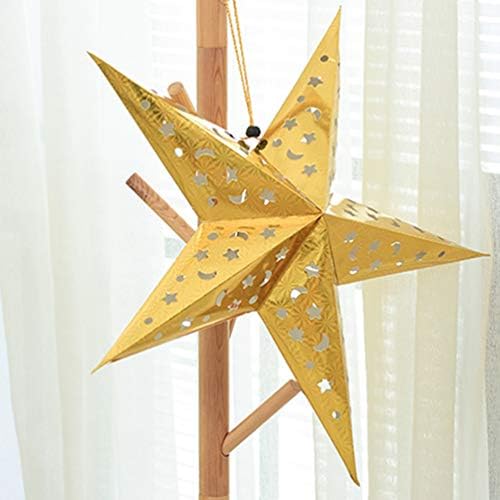LuxShiny Star nakit Papir Star Lanternshade: Zlatni 5 šiljasti zvijezda Božićna zvijezda Ornament izdubljeni stropni svjetlo 3D papir