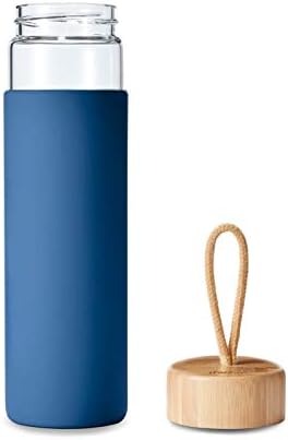 Yomious 20 Oz Borosilikatna staklena boca za vodu sa bambusovim poklopcem i silikonskim rukavom - flaša za čistu vodu za višekratnu