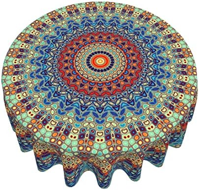 BETGINY Boho stolnjak 70 inča okrugli vodootporni rustikalni šareni Mandala stolnjaci tkanina seoska kuća stolnjak dekorativna za