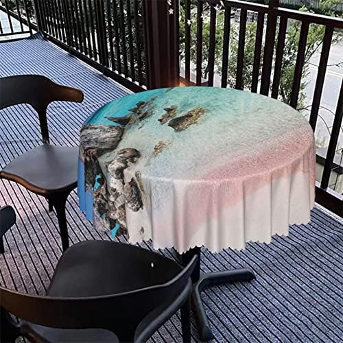 Okrugli stolnjak za plažu - za kuhinjski stol za večeru za večeru,vodootporni vodootporni pokrivač od tkanine otporne na prolivanje,perivi