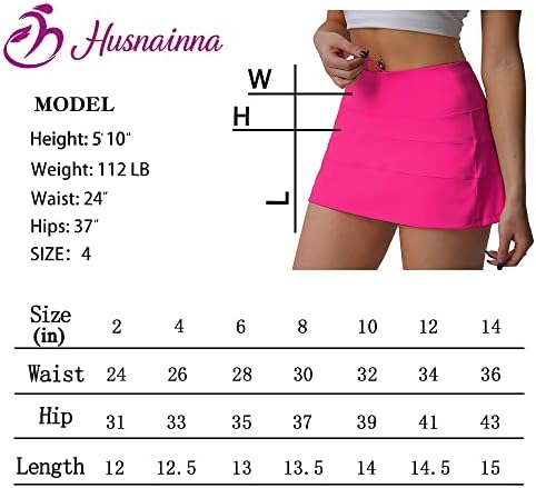 Husnainna visoka stručna suknja sa džepovima sa džepovima Atletski golf Skort za žene Ležerne vježbe ugrađene kratke hlače