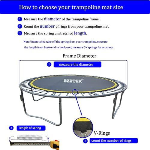 BZZTER zamjenska trampolina postavlja 16 nožnog okvira, ne 16ft promjer prostirke, trampolin mat 16ft 108/96 prstena, zamjenski trampolina