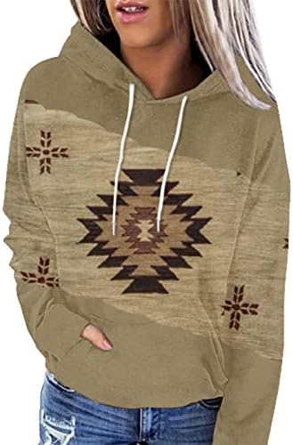 Modni duksevi sa kapuljačom za žene, Aztec Zapadni etnički stil duksevi Ležerne prilike pulover za crtanje