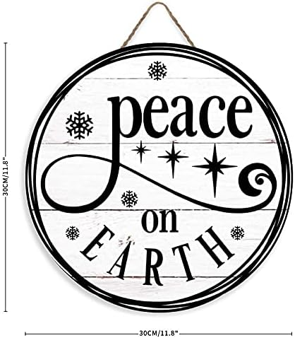 Aroggeld Božićni okrugli vješalicu za vrata drvo mir na Zemljini znak smiješni zimski božićni ukrasi rusitc viseći plak dnevni boravak