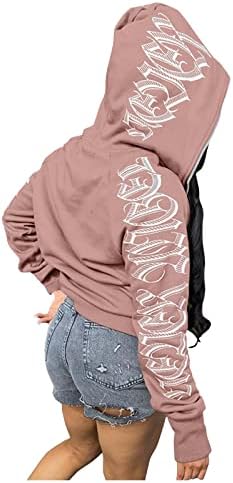 Cokuera Womens Fashict Pismom tiskane jakne kapuljači kauseli zip s dugim rukavima hladni punketi kaputi vintage grafički kaputi