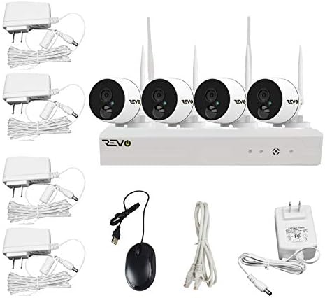 Revo Amerika bežična 4CH. Sigurnosni sistem - 1TB Full-HD Wi-Fi NVR, 4 x 1080p Audio sposobne u zatvorenom / vanjskom merdu metak