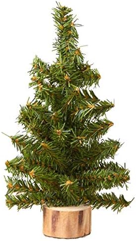Karmelling 8 h Mini borsko drvo sa drvenom bazom / mješovitim bojama Božićni umjetni borovi drveni / božićni ukrasi