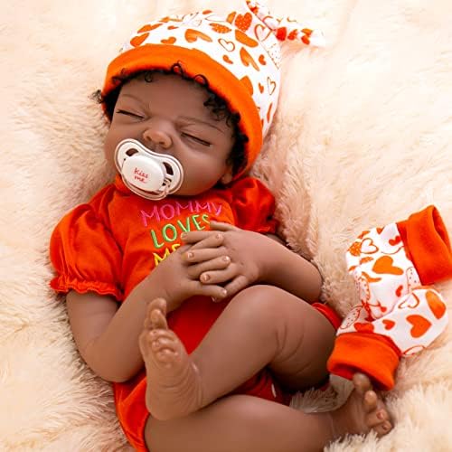 Aori Black Reborn Baby Doll 22 inča afroameričke realistične lutke za spavanje izgledaju stvarno sa priborom za lutke