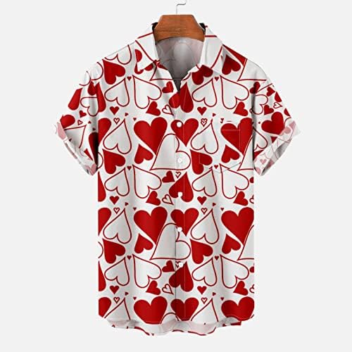 Valentines Dan Muške havajske majice kratki rukav džepni gumb dolje Aloha Majica na plaži Ispis gumb za kuglanje