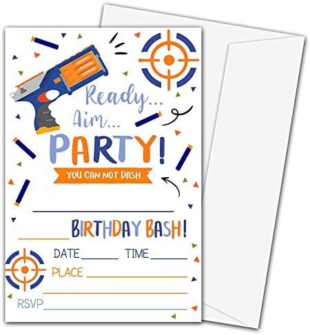 Mermurmu Dart Gun Wart party Polivčaničke kartice - dječaci ili djevojčica rođendanska zabava Pozovite karticu za popunjavanje, za