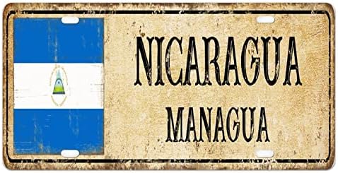 Zastava Nikaragve Licenger Plate Managua Country City Suvenir Automobilska licencna ploča Patriotska prilagođena metalna prednja licencna