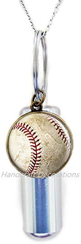 HandFarcdeCorations bejzbol kremiranje urna ogrlica, bejzbol šarm, bejzbol urn, bejzbol nakit, bejzbol prijatelj, bejzbol sestra,