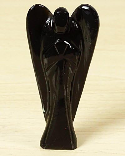 Reikiera - Conchshell ručni isklesan džep kristalno čuvar crna obsidian anđeo ljekovita reiki figurina kip sa poklon kutijom - odaberite