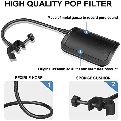 Aokeo metalni Pop Filter, 2023 novo vjetrobransko staklo mikrofona metalnog mrežastog sloja za Hyperx QuadCast, Blue Yeti i druge