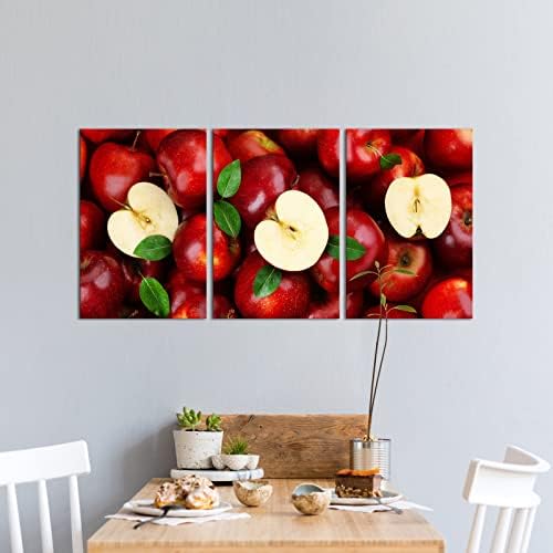 Nachic zid 3 komada crvena jabuka slika zid Umjetnost svježe voće slika Print na platnu Poster hrane Artwork uokvirena za dom Kuhinja