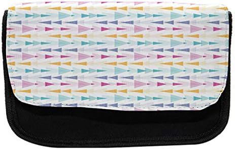 Lunarable apstraktna pernica, geometrijske šarene strelice, torba za olovku od tkanine sa dvostrukim patentnim zatvaračem, 8,5 x 5,5,