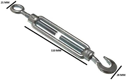 3 x TURNBUCKLE ograde žičane užad zatezači cjedilo Hook-Eye M8 BZP